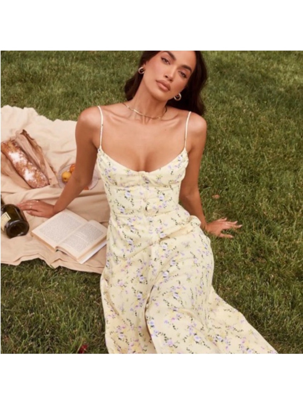 House of CB Annabel Lemon Floral Midi Dress - Picture 3 of 5